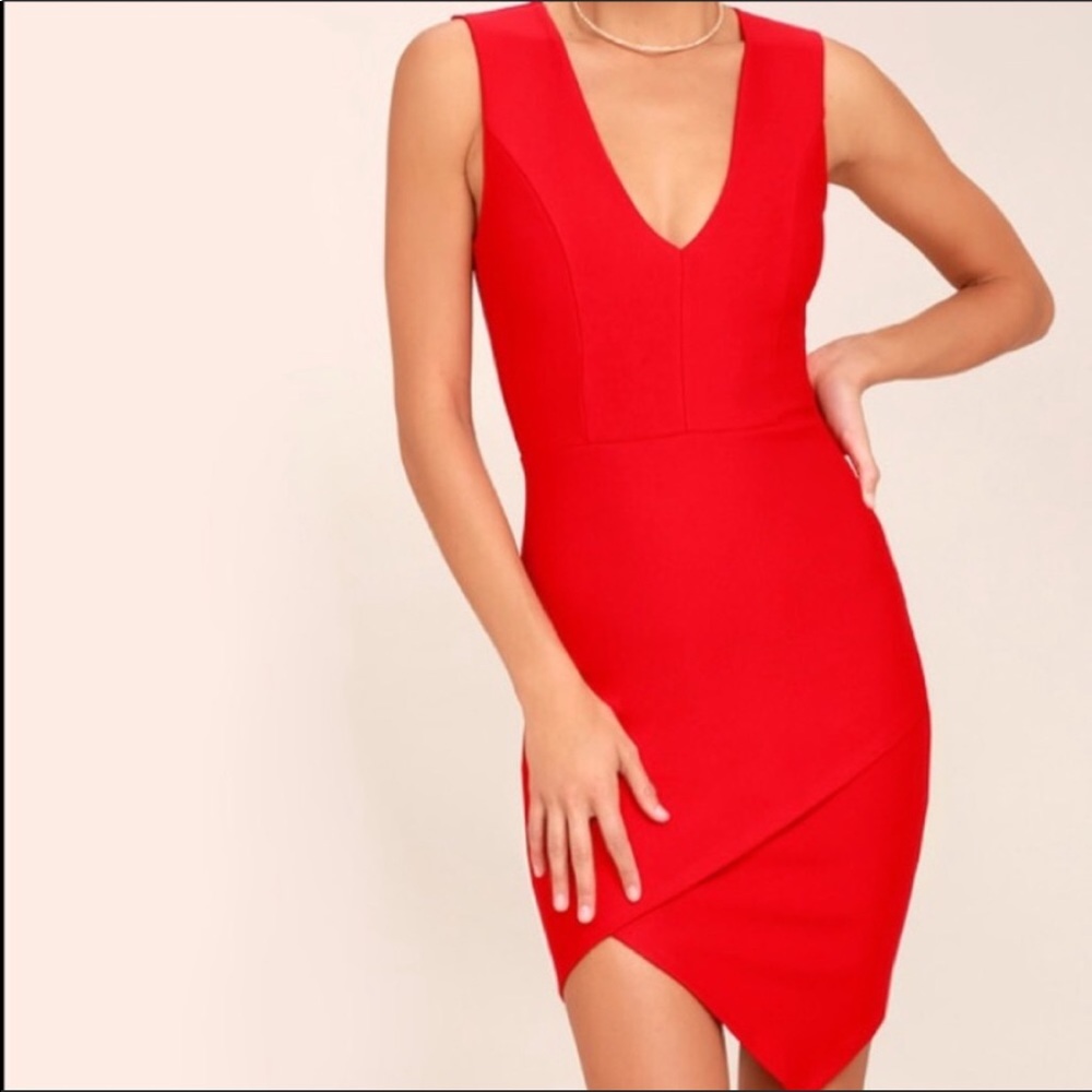 LuLu’s Red Bodycon Sleeveless Sheath Dress